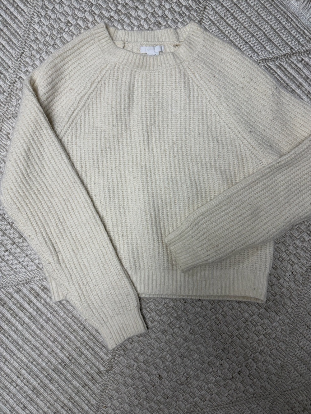 Old Navy Cream Ribbed Crewneck Sweater